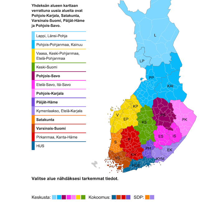 suomen sairaanhoitopiirit kartta Yle piirsi kuusi vaihtoehtoa sote kartoiksi   Kuntalehti suomen sairaanhoitopiirit kartta