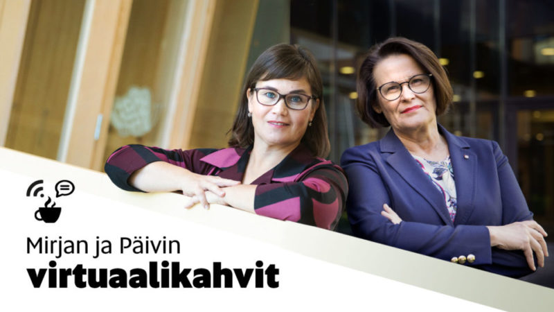 Mirja Vehkaperä ja Päivi Laajala aikovat jatkaa virtuaalitapahtumia. Kuva Oulun kaupunki